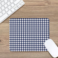 Navy And White Gingham Pattern Print Mouse Pad