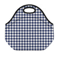 Navy And White Gingham Pattern Print Neoprene Lunch Bag