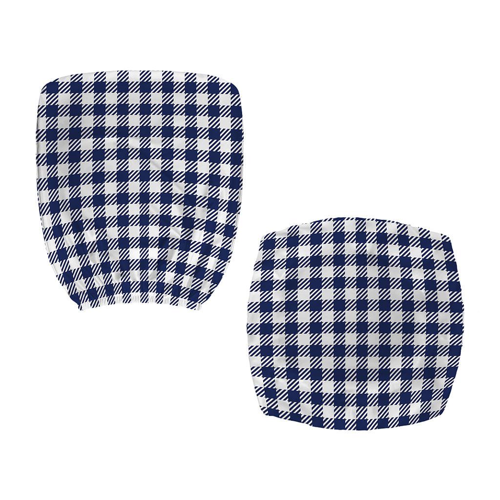 Navy And White Gingham Pattern Print Office Chair Cover