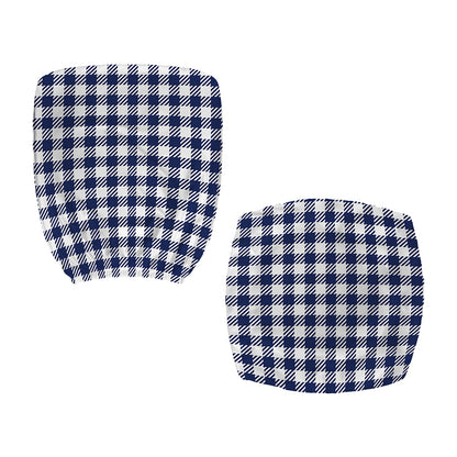 Navy And White Gingham Pattern Print Office Chair Cover