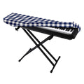 Navy And White Gingham Pattern Print Piano Keyboard Cover