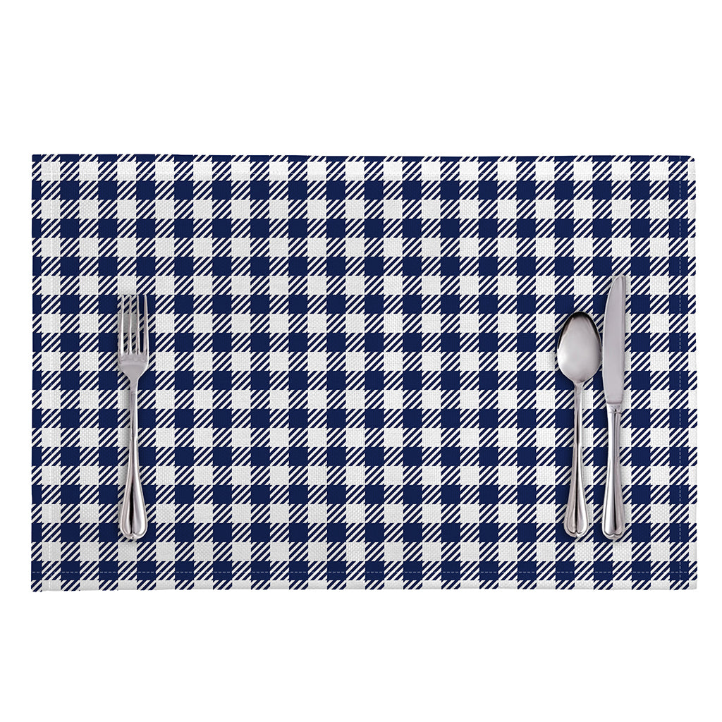 Navy And White Gingham Pattern Print Placemat