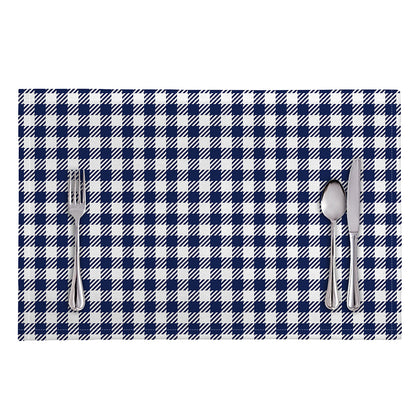 Navy And White Gingham Pattern Print Placemat