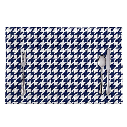 Navy And White Gingham Pattern Print Placemat