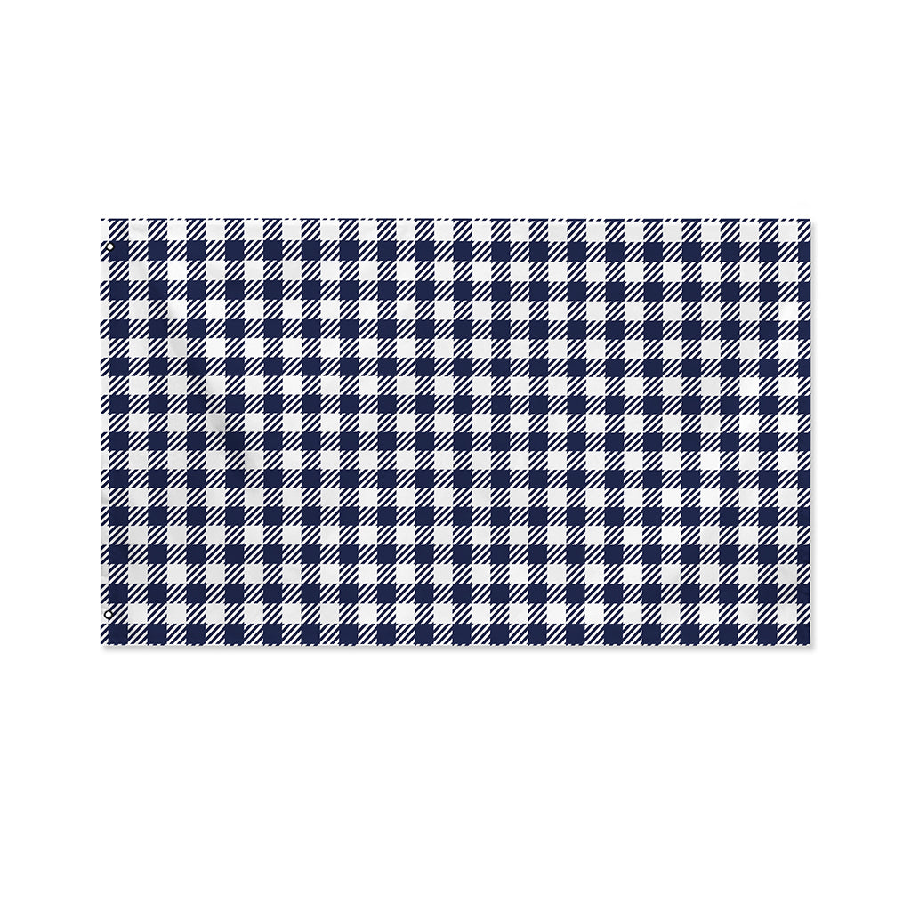 Navy And White Gingham Pattern Print Polyester Flag