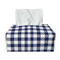 Navy And White Gingham Pattern Print Rectangle Tissue Box Cover