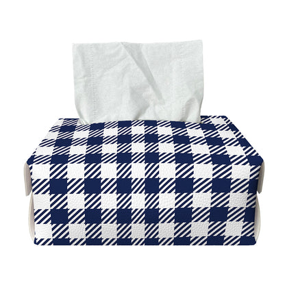Navy And White Gingham Pattern Print Rectangle Tissue Box Cover
