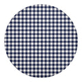 Navy And White Gingham Pattern Print Round Blanket