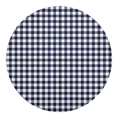 Navy And White Gingham Pattern Print Round Blanket