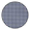 Navy And White Gingham Pattern Print Round Floor Mat