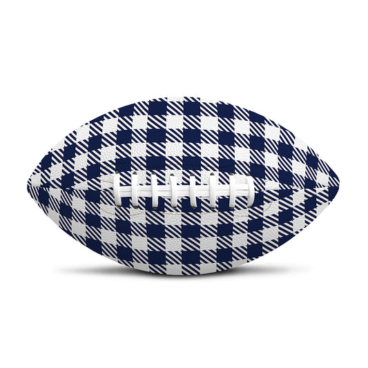 Navy And White Gingham Pattern Print Rugby Ball