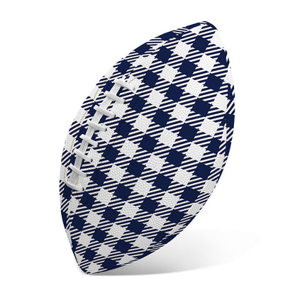 Navy And White Gingham Pattern Print Rugby Ball