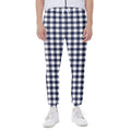 Navy And White Gingham Pattern Print Joggers