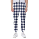 Navy And White Gingham Pattern Print Scuba Joggers