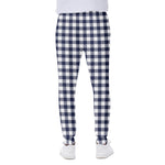 Navy And White Gingham Pattern Print Scuba Joggers