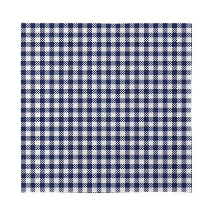 Navy And White Gingham Pattern Print Silk Bandana