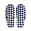 Navy And White Gingham Pattern Print Slippers
