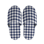 Navy And White Gingham Pattern Print Slippers