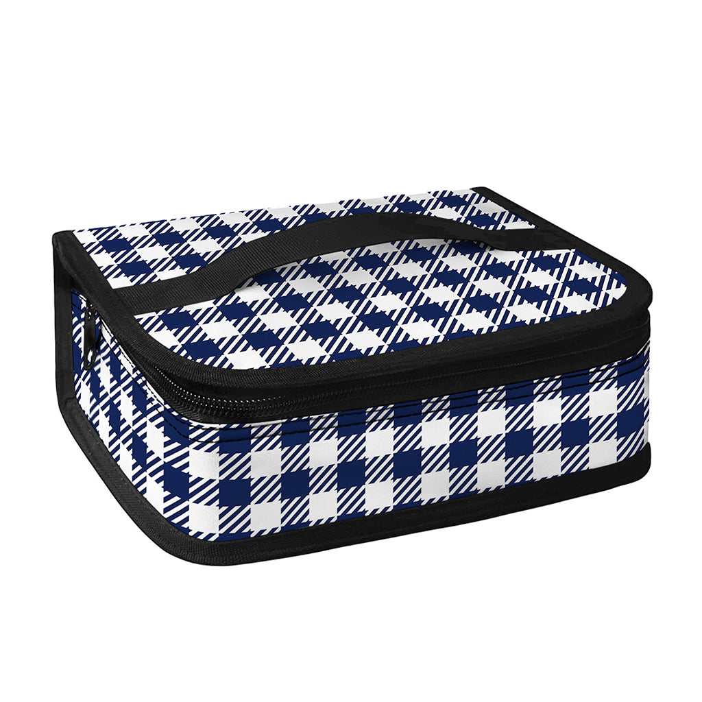 Navy And White Gingham Pattern Print Small Lunch Bag