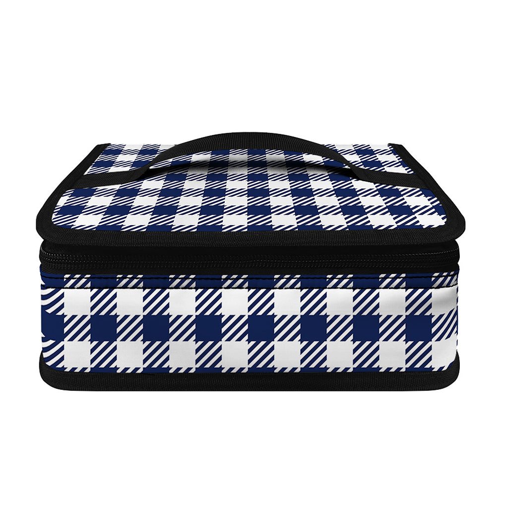 Navy And White Gingham Pattern Print Small Lunch Bag