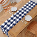 Navy And White Gingham Pattern Print Table Runner