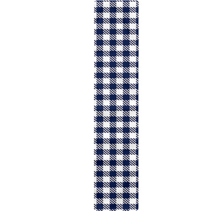 Navy And White Gingham Pattern Print Table Runner
