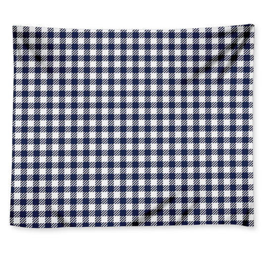Navy And White Gingham Pattern Print Tapestry