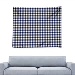 Navy And White Gingham Pattern Print Tapestry