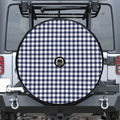 Navy And White Gingham Pattern Print Tire Cover With Camera Hole