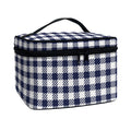Navy And White Gingham Pattern Print Travel Makeup Bag