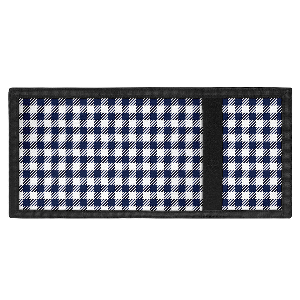 Navy And White Gingham Pattern Print Trifold Wallet