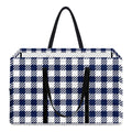 Navy And White Gingham Pattern Print Utility Tote Bag