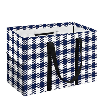 Navy And White Gingham Pattern Print Utility Tote Bag