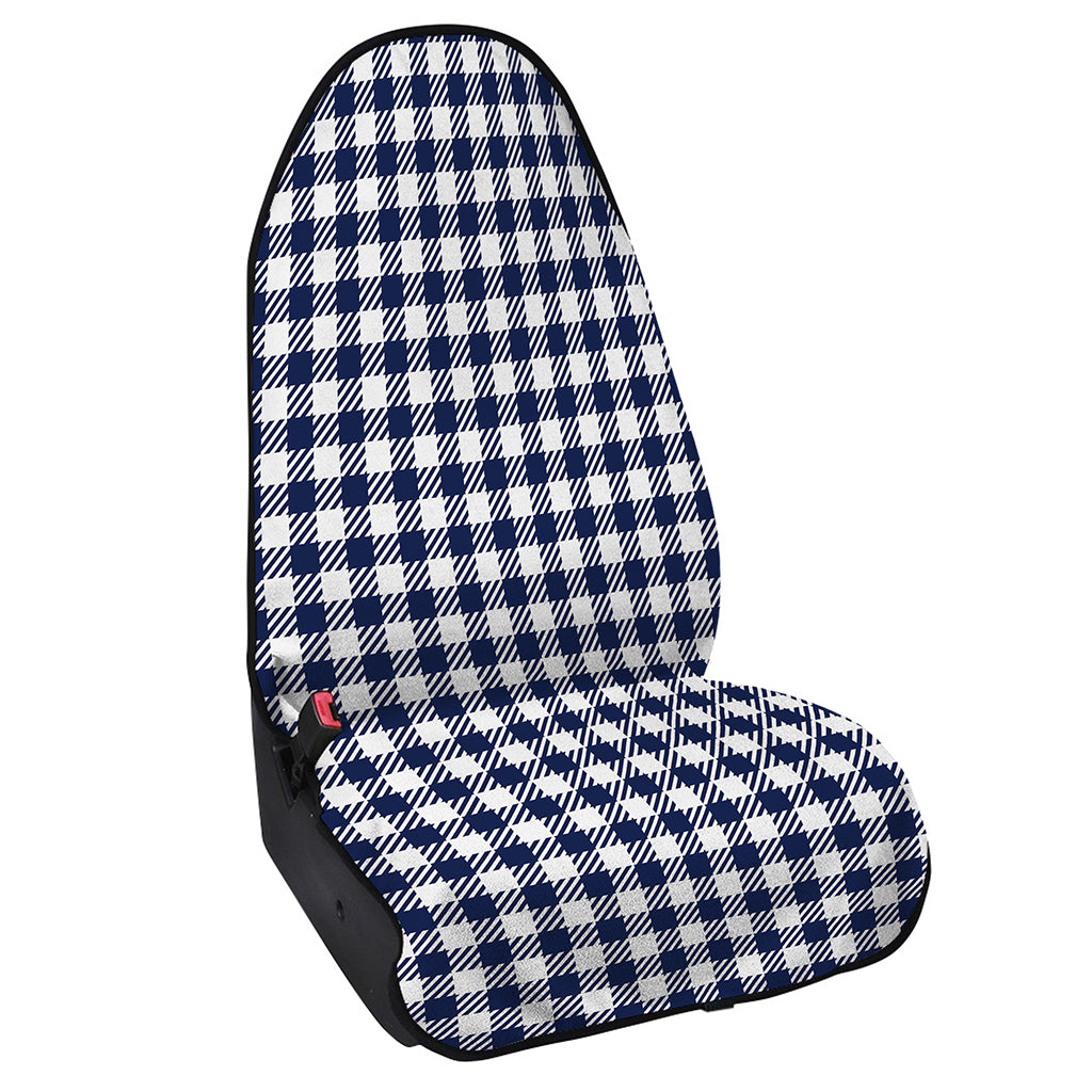 Navy And White Gingham Pattern Print Waterproof Car Seat Cover