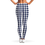 Navy And White Gingham Pattern Print Women's Leggings
