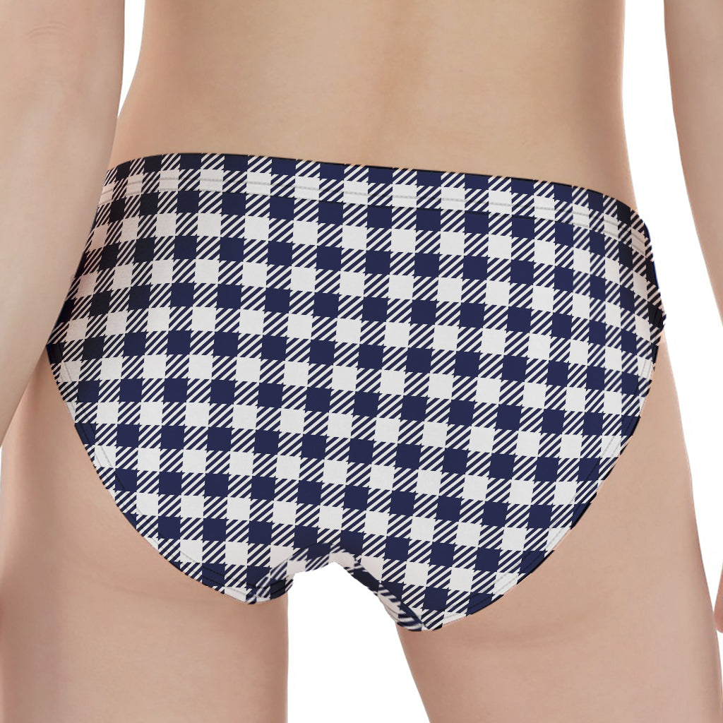 Navy And White Gingham Pattern Print Women's Panties