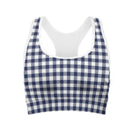 Navy And White Gingham Pattern Print Women's Sports Bra