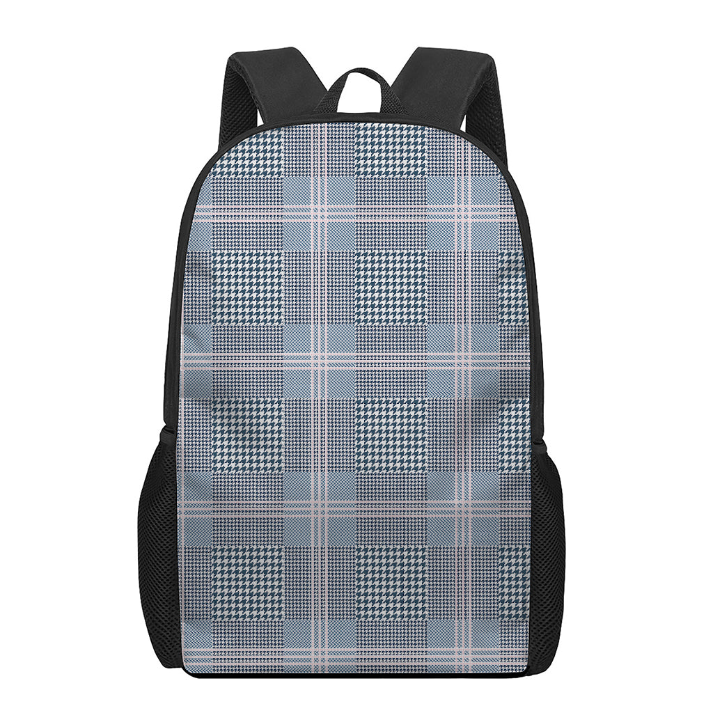 Navy And White Glen Plaid Print 17 Inch Backpack