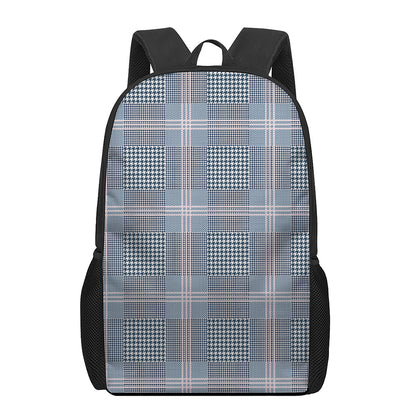 Navy And White Glen Plaid Print 17 Inch Backpack