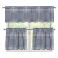 Navy And White Glen Plaid Print 3 Piece Kitchen Curtains