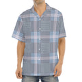 Navy And White Glen Plaid Print Aloha Shirt