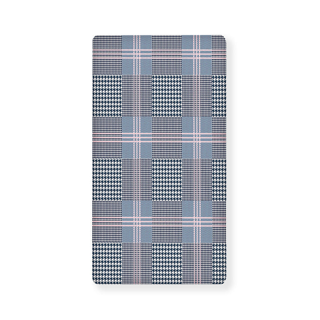 Navy And White Glen Plaid Print Baby Crib Sheet