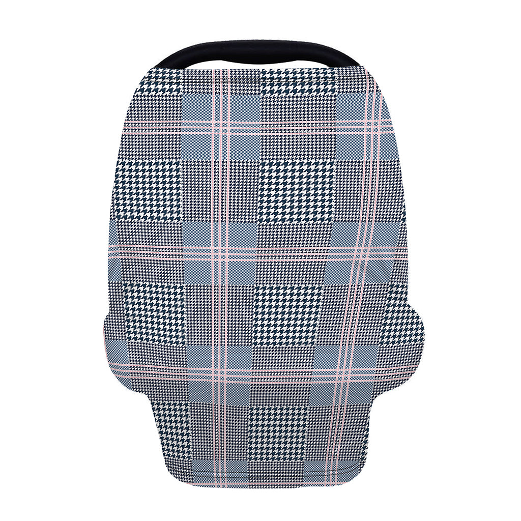 Navy And White Glen Plaid Print Baby Seat Cover