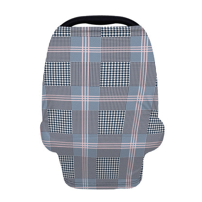 Navy And White Glen Plaid Print Baby Seat Cover