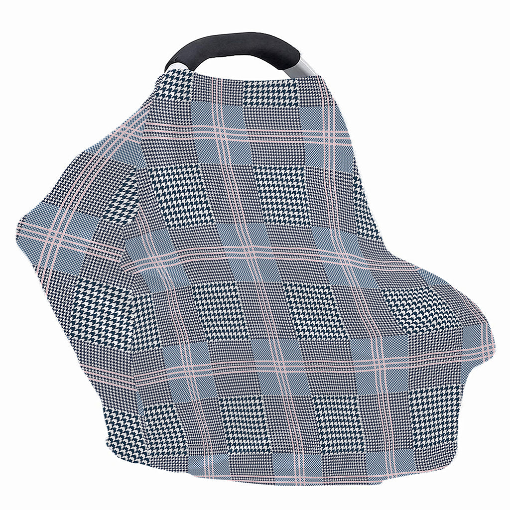 Navy And White Glen Plaid Print Baby Seat Cover