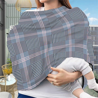Navy And White Glen Plaid Print Baby Seat Cover