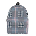 Navy And White Glen Plaid Print Backpack