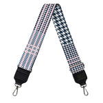 Navy And White Glen Plaid Print Bag Strap