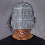 Navy And White Glen Plaid Print Baseball Cap