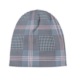 Navy And White Glen Plaid Print Beanie